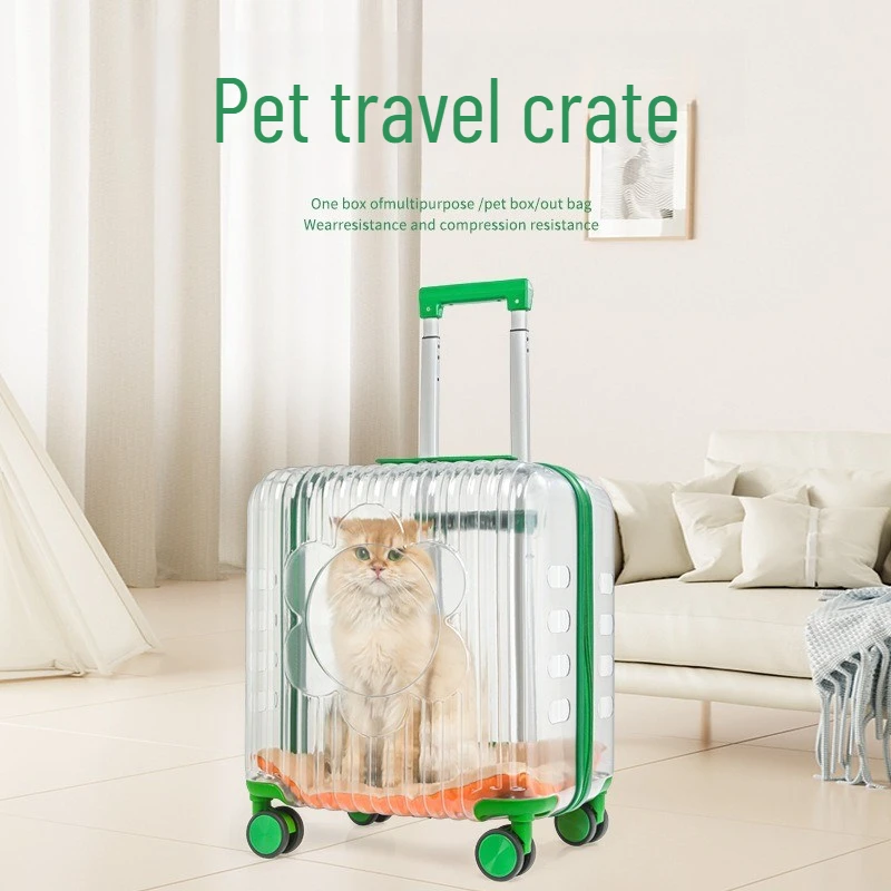 Valise/caisse de transparent chat/chien à roulettes avec poignées, – Image 2