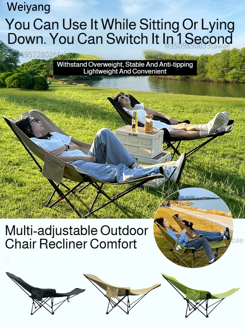 Fauteuil/Chaise pliante de LUXE portable inclinable pliable Appui-tête incurvé grand confort avec repose-jambes – Image 2