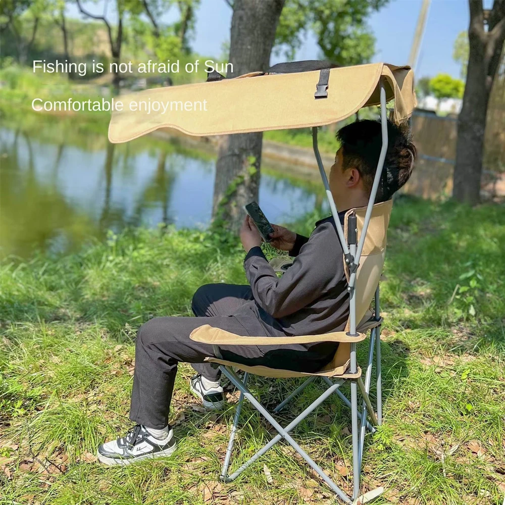 Chaises de camping Chaise pliante portable avec auvent Activités de plein air – Image 2