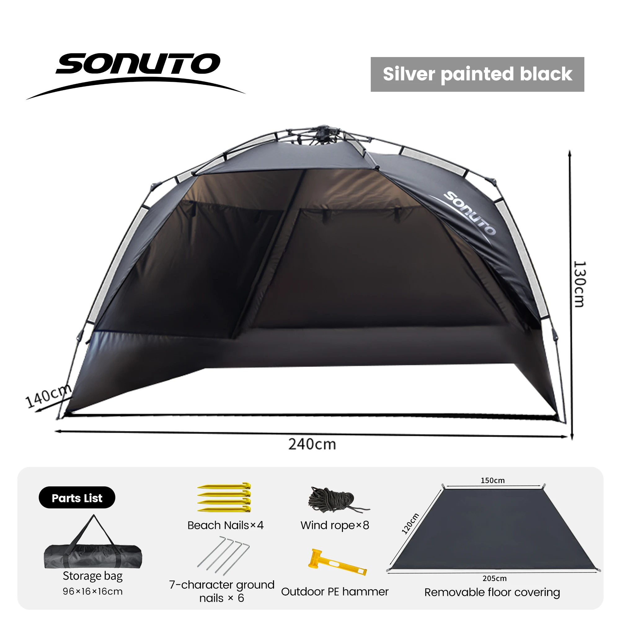 Tente/habrit de camping, ouverture automatique rapide, Sonuto 3-4P – Image 8