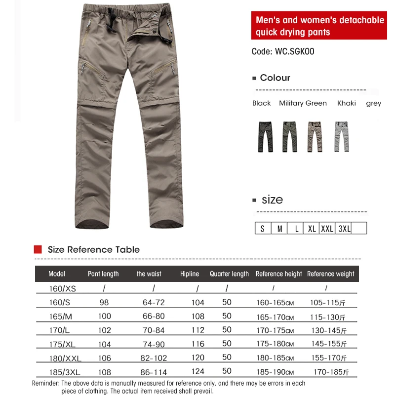 Pantalon/short tactique été h/f séchage rapide imperméable – Image 6