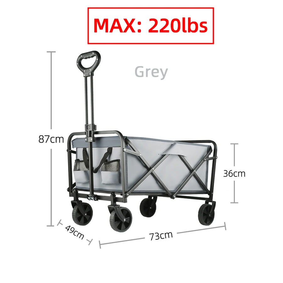chariot pliable robuste de grande capacité, camping, achats, l'équipement extenssible à l'arrière – Image 11