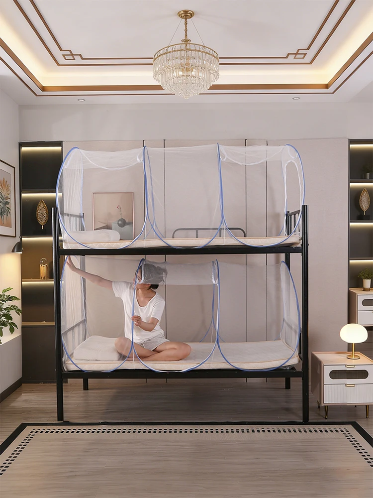 360 ° Moustiquaire de protection respirante en maille pour lit simple, moustiquaire pop-up pliable facile à installer – Image 11