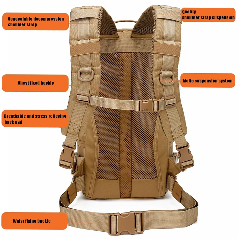 Sac à dos tactique multifonctionnel Alpinisme Chasse Sac de voyage Trekking Pêche Molle EDC – Image 3