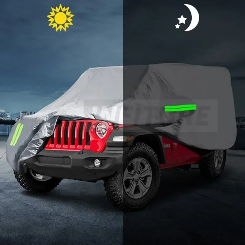 Housse de voiture extérieure imperméable 2/4 anti-poussière, protection UV 190T pour Jeep Wrangler JK JL YJ 1987- – Image 3