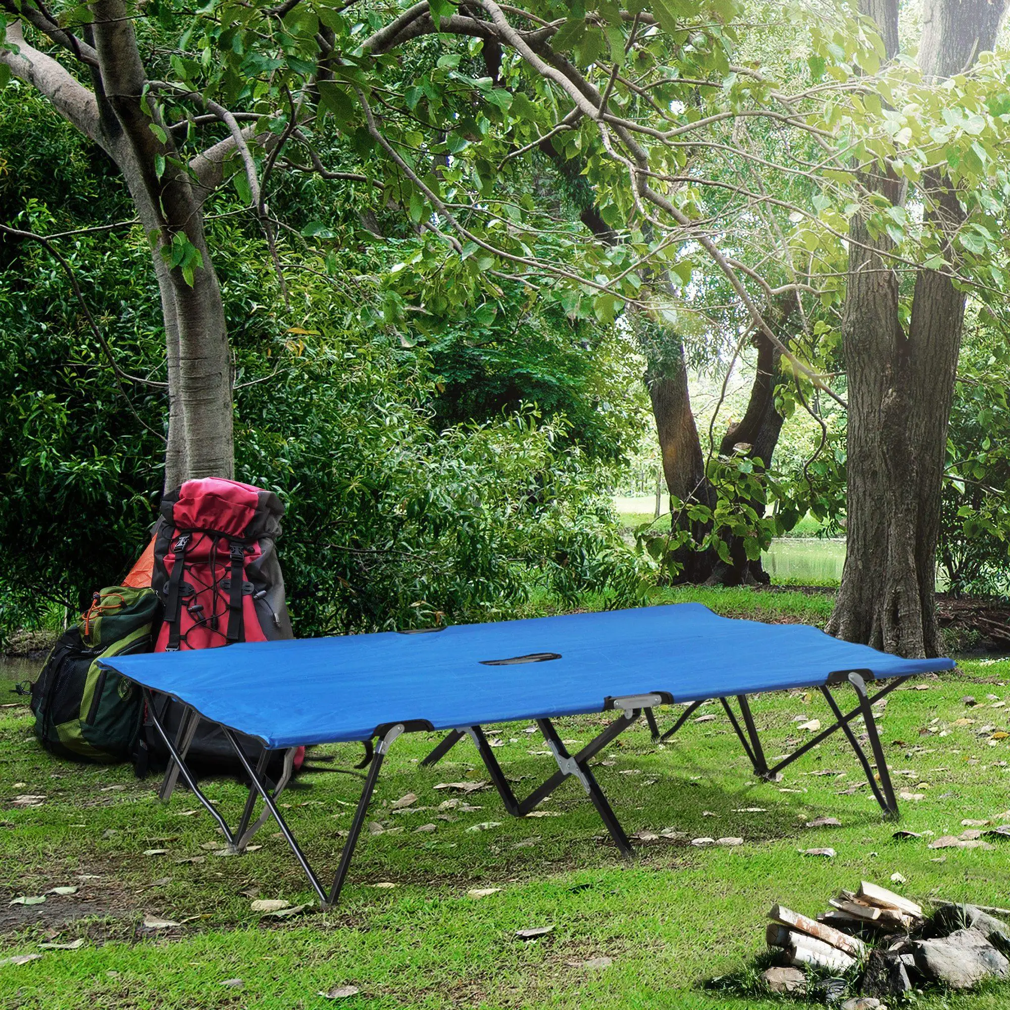 Lit de camping 2 personnes portable avec sac de transport, 40 cm de hauteur, 136 kg – Image 3