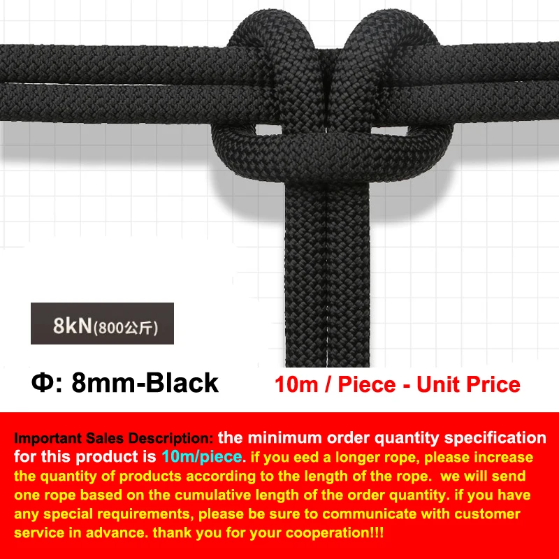 Φ:6/8/10/12mm-10m, Auxiliary Safety Rope,High-Altitude Operations, Emergency Evacuation Rescue Outdoor Mountain Climbing, P737 – Image 20