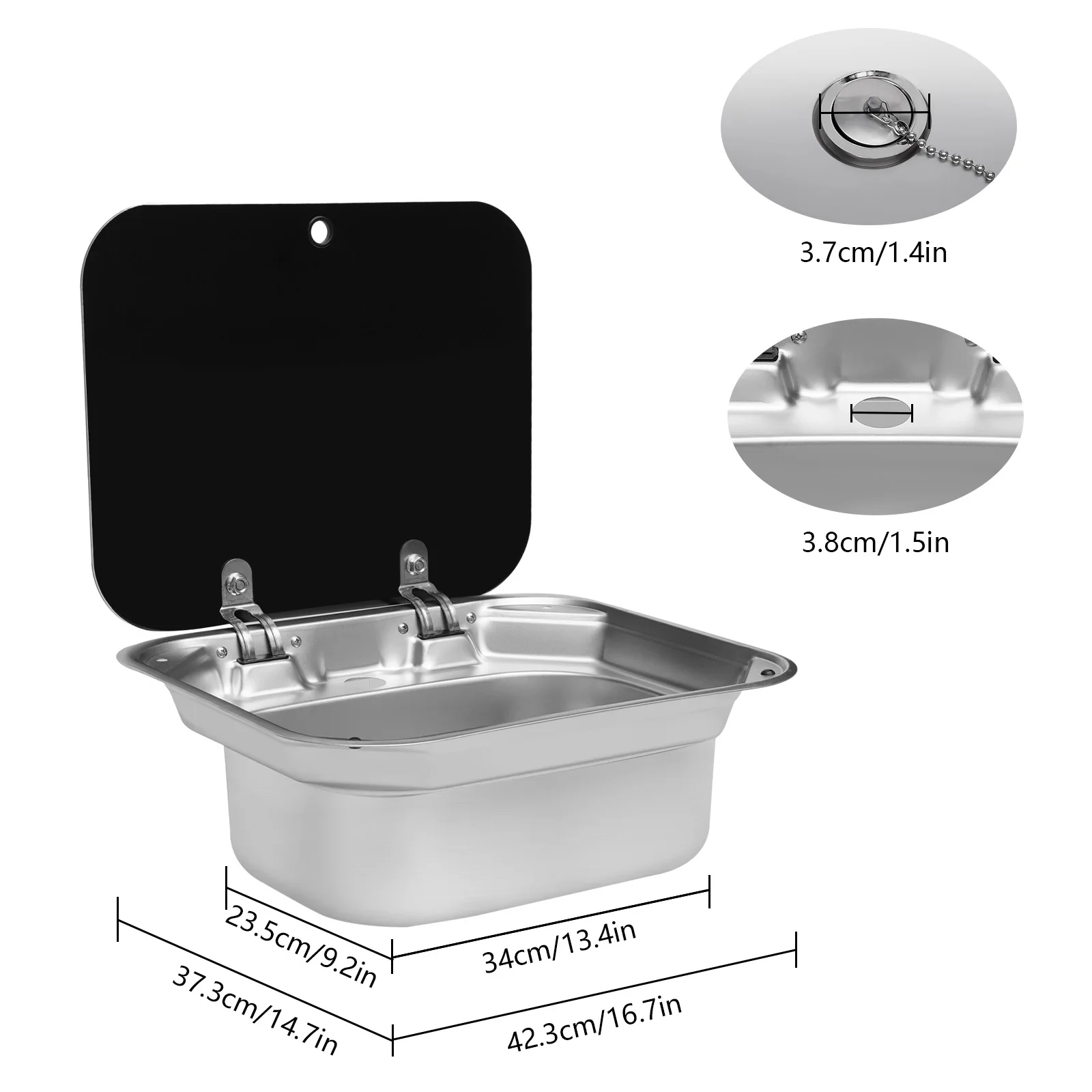 en pouce Kit d'évier encastrable avec robinet de régulation chaud et froid Robinet pliant pour camping-cars, bars, hôtels, cafés, etc – Image 5
