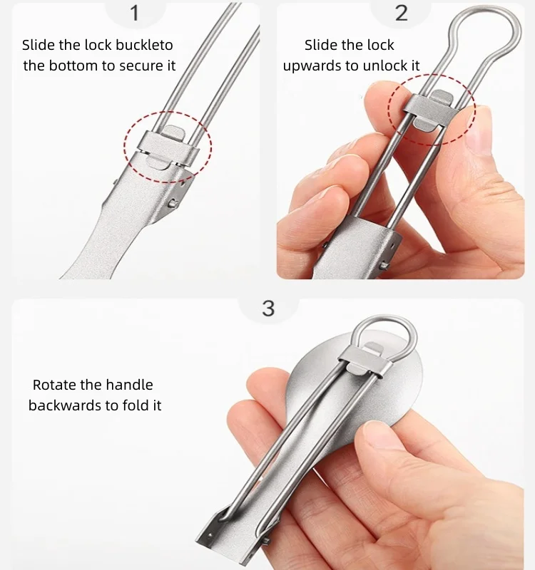 Couvert cuillère pliable en titane démontable – Image 25