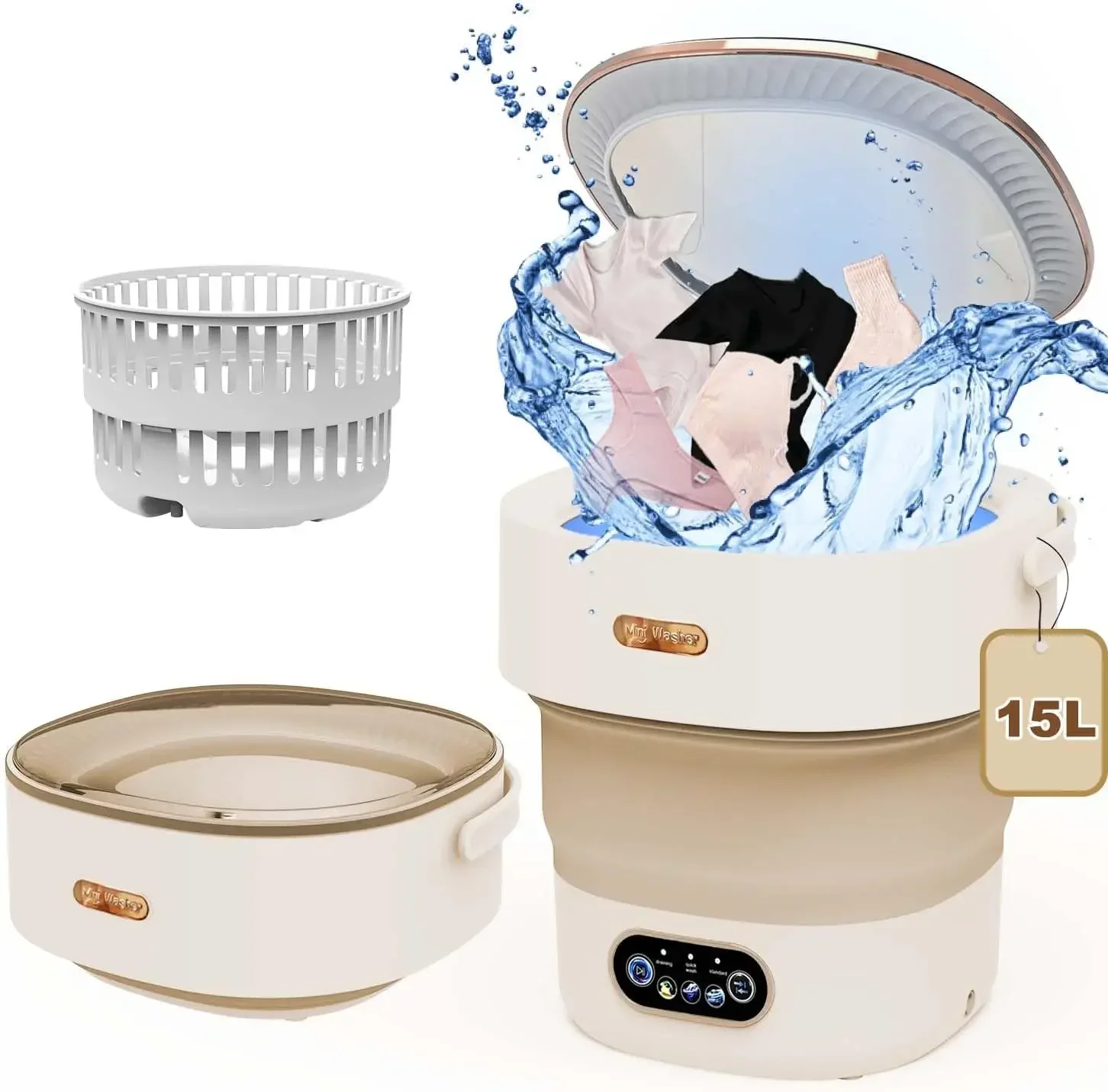 Machine à Laver/essore linge portable et pliable de 15 L, avec rotation idéal pour sous-vêtements – Image 7