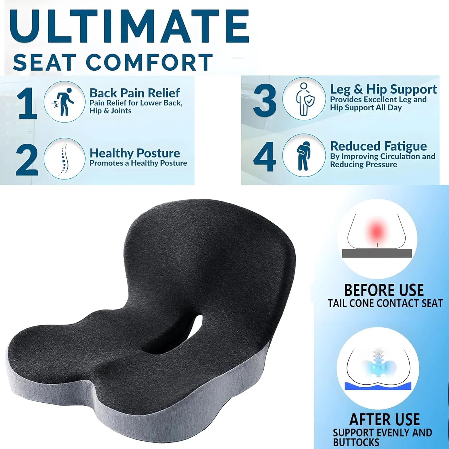 Coussin soutien lombaire en mousse à mémoire Siège auto/bureau/chaise taille divers – Image 4