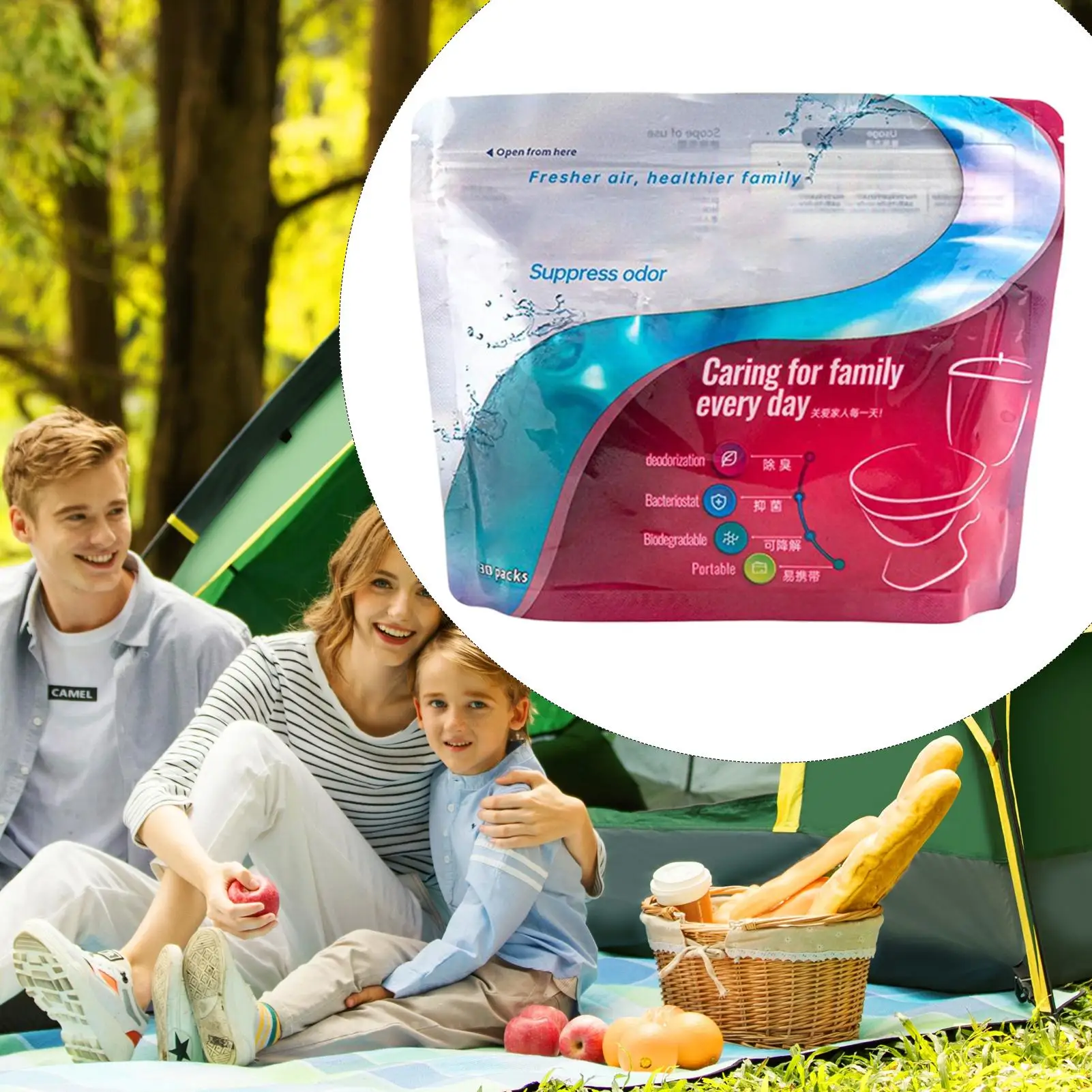 Lot de 30 poudres gel de toilette absorbantes écologiques toilettes portables – Image 6
