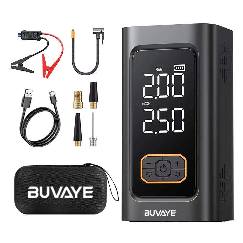 Booster démarrage d'urgence Pompe à air portable 10 000 mAh Auto 12V véhicule électrique/diesel/essence BUVAYE – Image 7