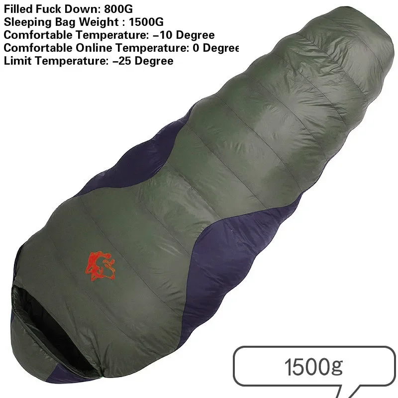 sac couchage momie 3 saison froide -10/-20°C types luxe d'épaisseur Duvet de canard blanc Jungle king – Image 9