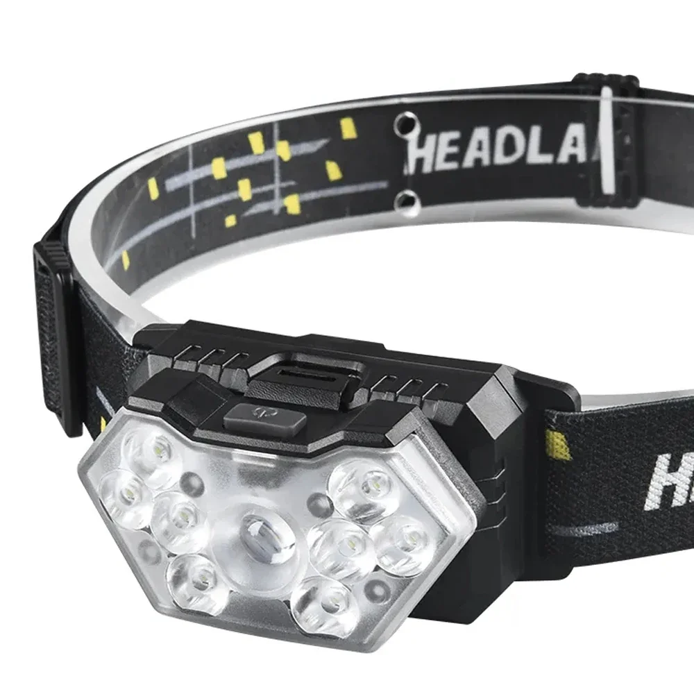 Lampe frontale à 9 LED puissante, rechargeable par USB, capteur de mouvement – Image 7