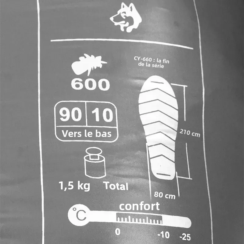 sac couchage momie 3 saison froide -10/-20°C types luxe d'épaisseur Duvet de canard blanc Jungle king – Image 6