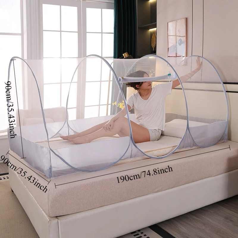 360 ° Moustiquaire de protection respirante en maille pour lit simple, moustiquaire pop-up pliable facile à installer – Image 9