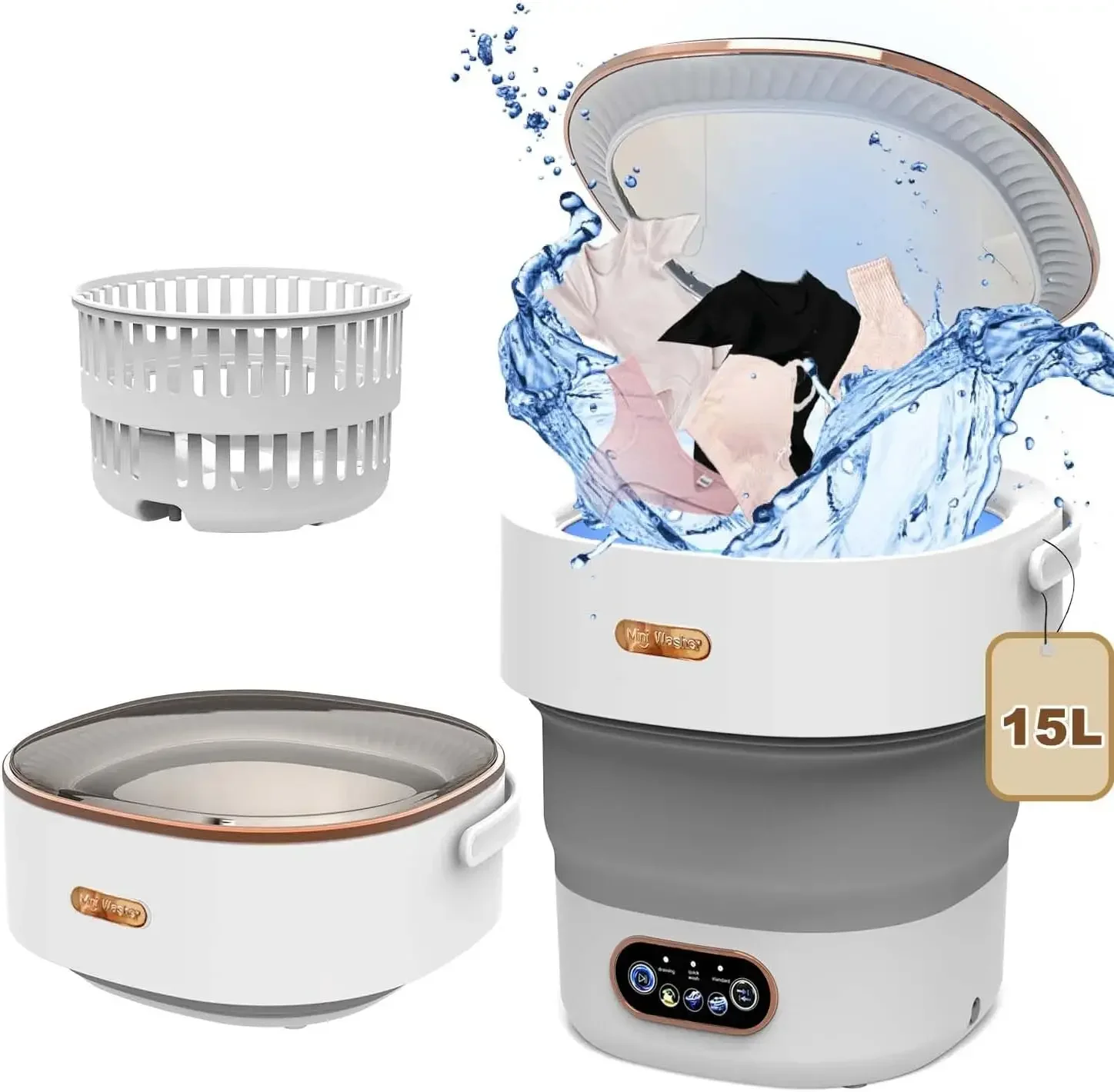 Machine à Laver/essore linge portable et pliable de 15 L, avec rotation idéal pour sous-vêtements