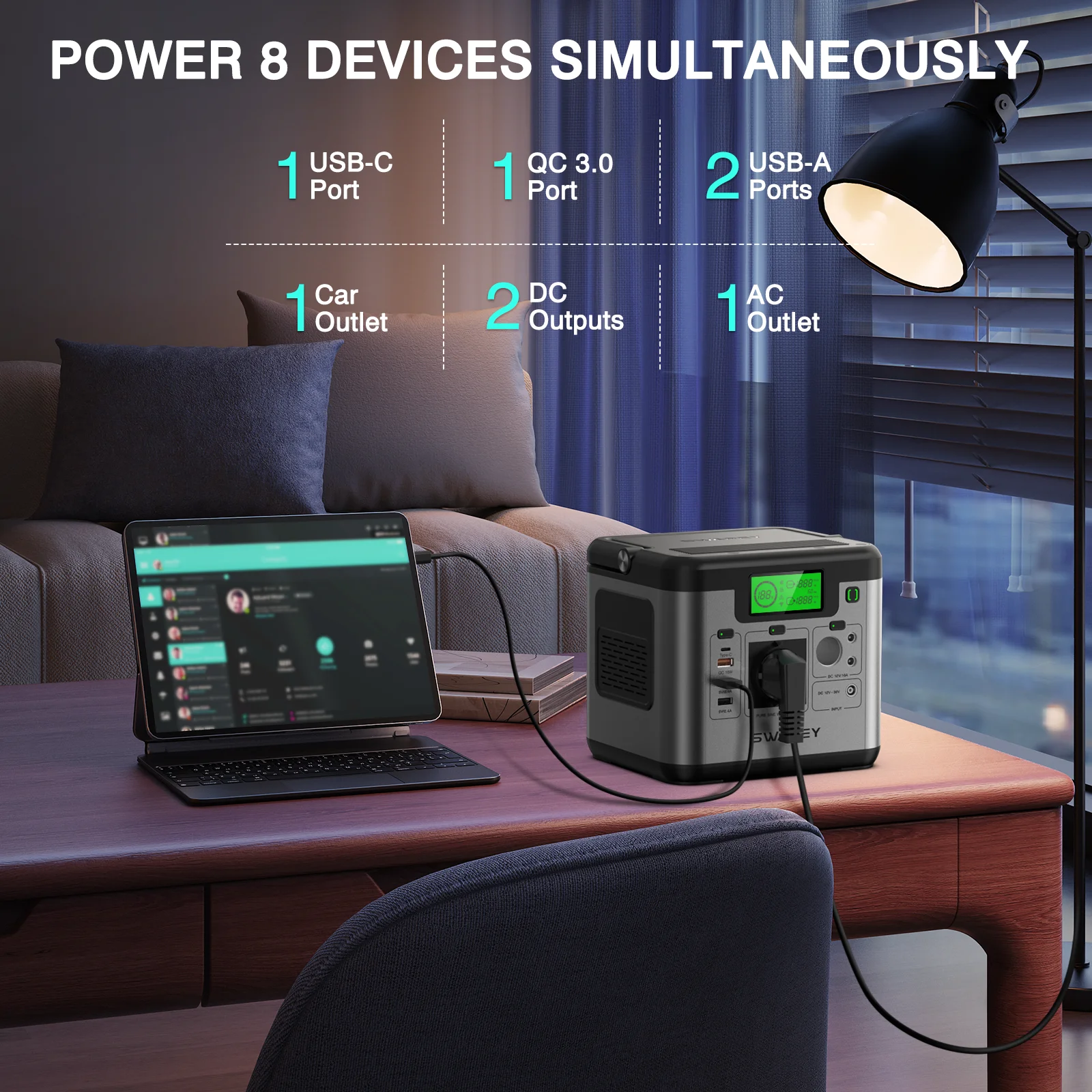 Générateur solaire 518 Wh Centrale électrique SWAREY S500 Pro 500 W (1 000 W de crête) avec panneau solaire 100 W – Image 2