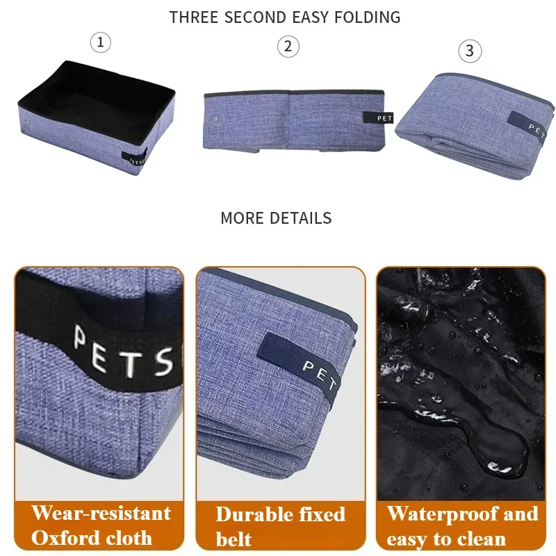 Bac à litière pour chat portable, résistant aux fuites, pliable – Image 4