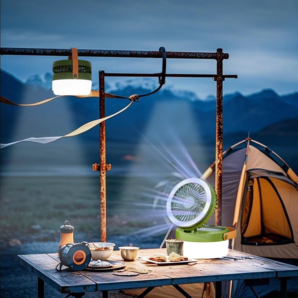 Ventilateur portable USB éclairage de tente LED multifonctionnel de camping d'extérieur électrique solaire – Image 5