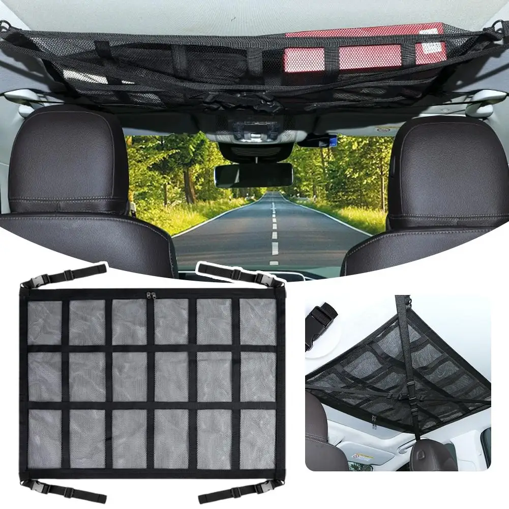 Organisateur de rangement de toit de voiture, sac en filet solide – Image 2