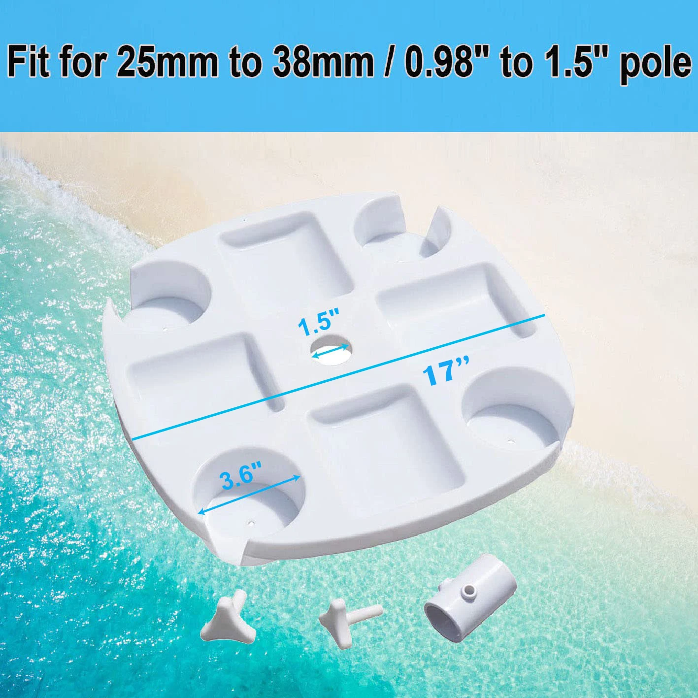 Plateau parasole avec 4 porte-gobelets et 4 espaces collations, CYBeach Umbrella extérieur – Image 5