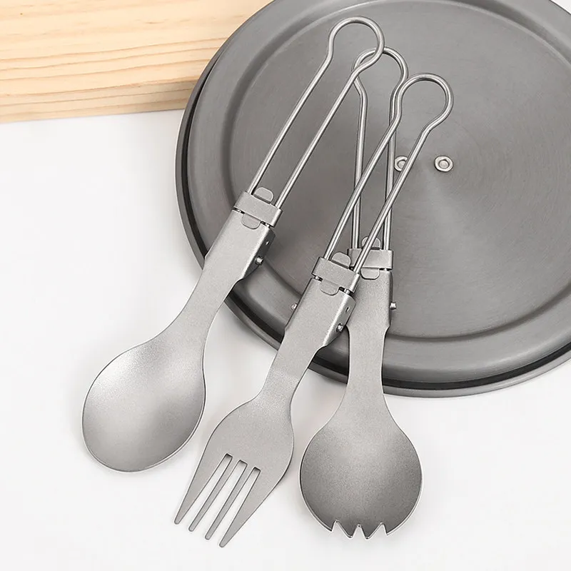 Couvert cuillère pliable en titane démontable – Image 2