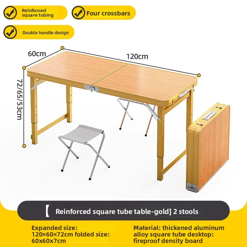 Table de pique-nique pliante 4 personnes réglable en hauteur cadre aluminium 3 versions 100/120/180 cm de long – Image 7