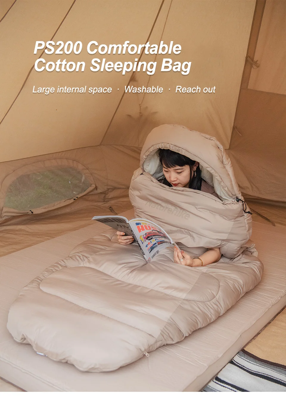 Sac de couchage 95 cm élargir imperméable chaud hiver équipement de couchage lavable en Machine 3 saisons – Image 13