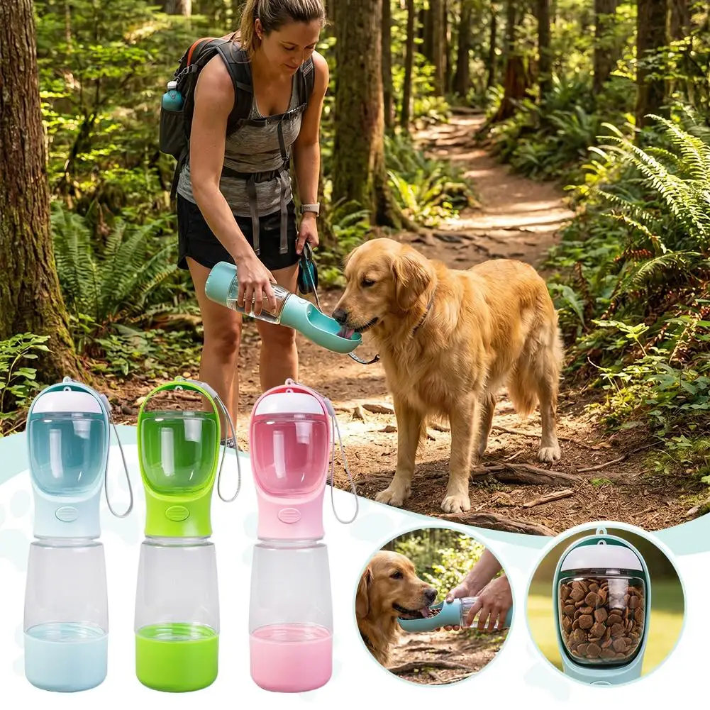 Bouteille d'eau portable 3-en-1 distributeur d'eau, de nourriture et sac a crotte – Image 13