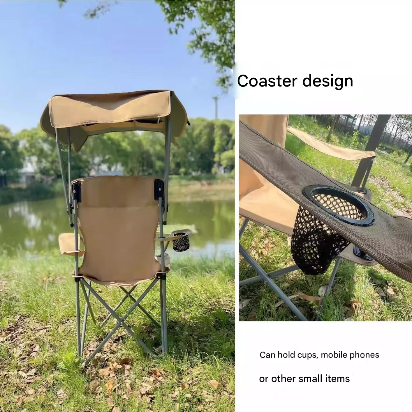 Chaises de camping Chaise pliante portable avec auvent Activités de plein air – Image 5
