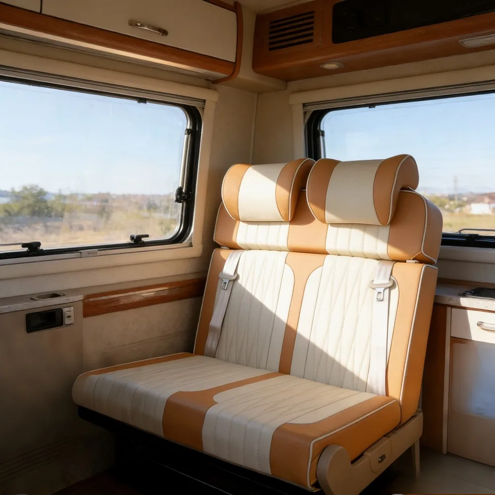 Sièges de camping-car en cuir de luxe réglables, convertibles en lit, avec appuis tête amovible, 2/3 places – Image 2