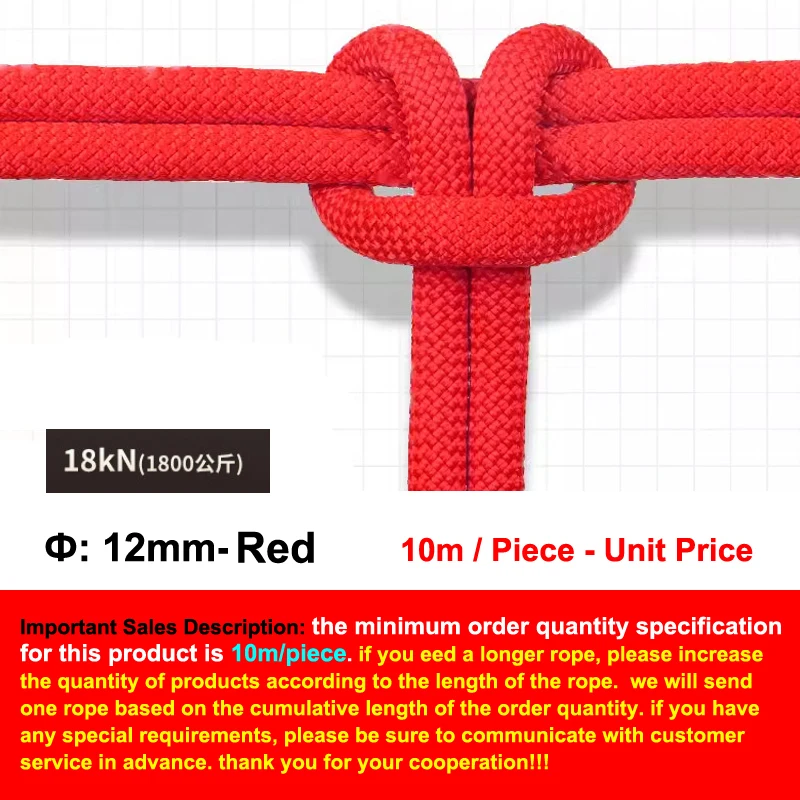 Φ:6/8/10/12mm-10m, Auxiliary Safety Rope,High-Altitude Operations, Emergency Evacuation Rescue Outdoor Mountain Climbing, P737 – Image 18