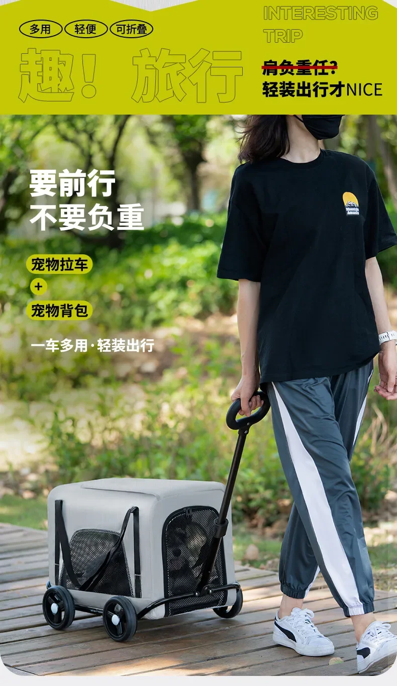 Foldable Pet Stroller for Cats Dogs, Lightweight Travel Cat Stroller, Outdoor Pushchair for Puppies, One-Hand Folding – Image 10