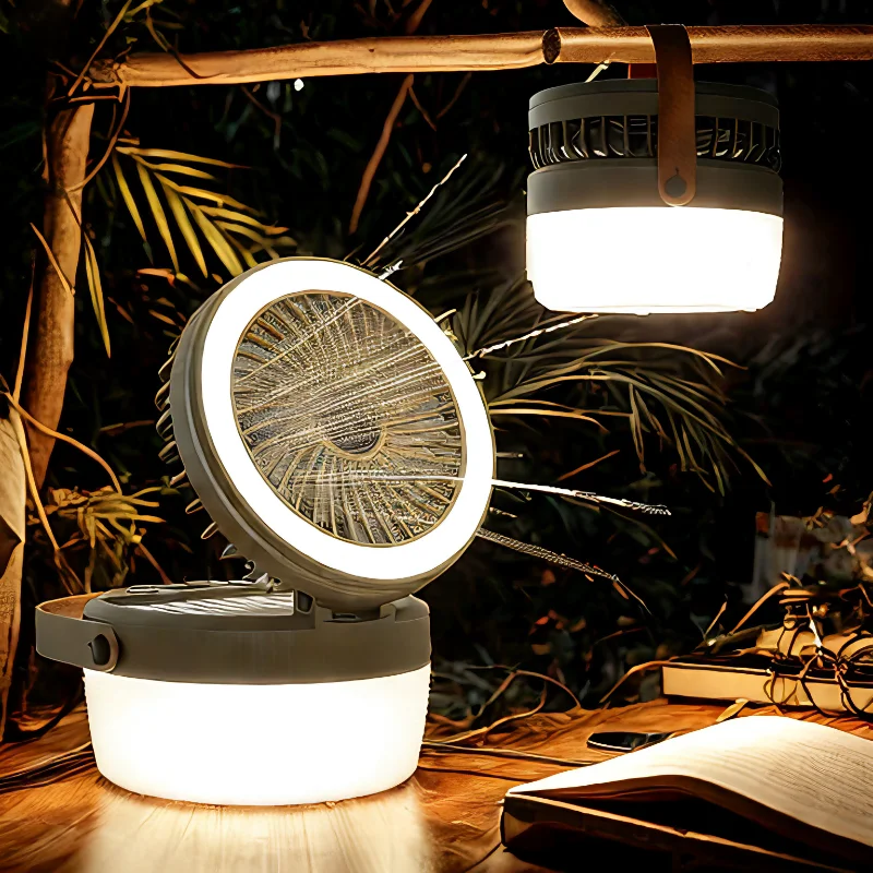 Ventilateur portable USB éclairage de tente LED multifonctionnel de camping d'extérieur électrique solaire