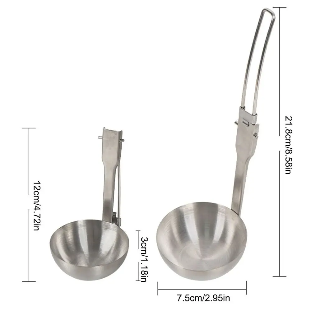 Cuillère pliante en acier inoxydable pour cuisine et extérieur, louche de cuisine – Image 3