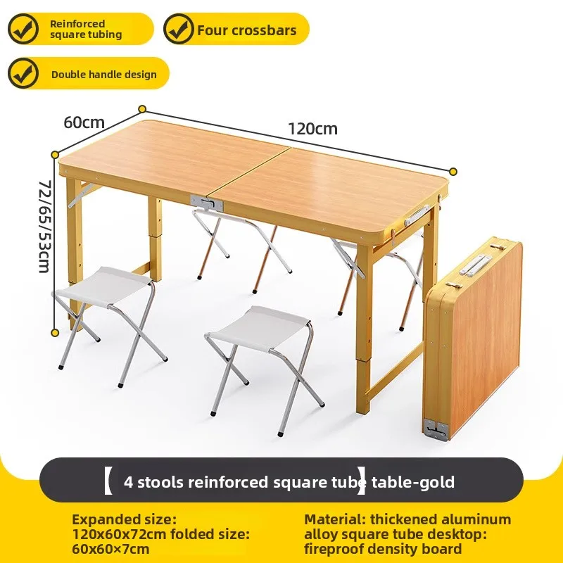 Table de pique-nique pliante 4 personnes réglable en hauteur cadre aluminium 3 versions 100/120/180 cm de long – Image 18