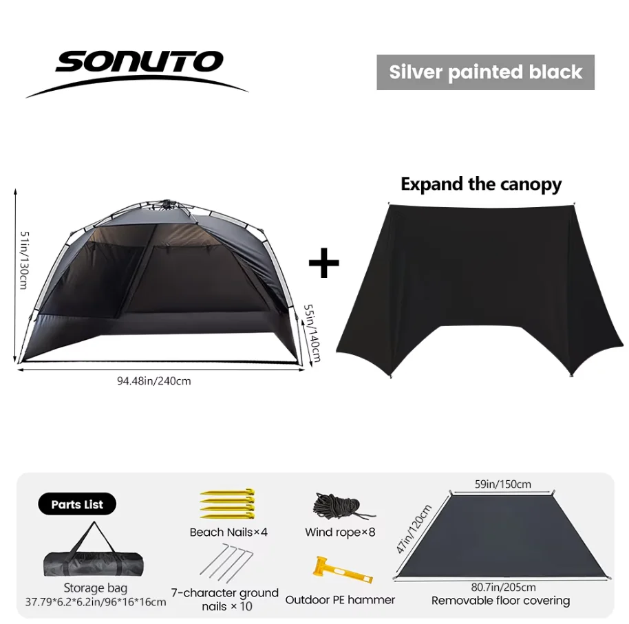 Tente/habrit de camping, ouverture automatique rapide, Sonuto 3-4P – Image 7