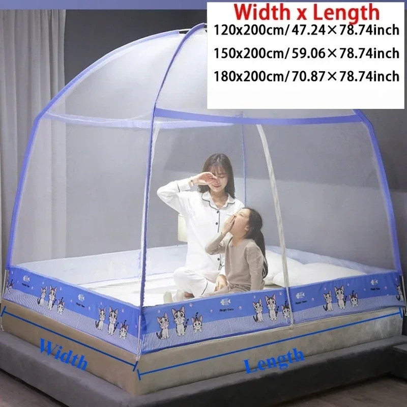 Moustiquaire de lit pliable pour lit double, respirante, anti-moustiques, pour la maison, les voyages et le camping – Image 2
