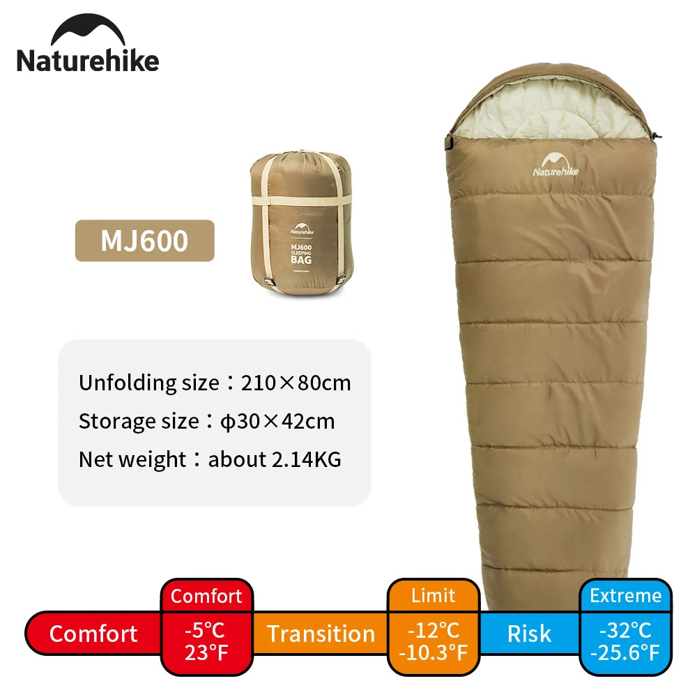 Sac de couchage ,portable, imperméable, 4 saisons, en coton, Naturehike MJ600 – Image 7