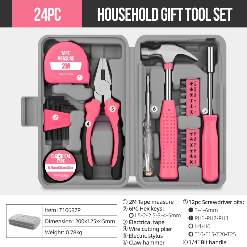 Kit d'outils (clés, marteau, pince, Outils mêtre etc::: )multifonctionnels Hi-Spec 18/19/20/39PCS – Image 7