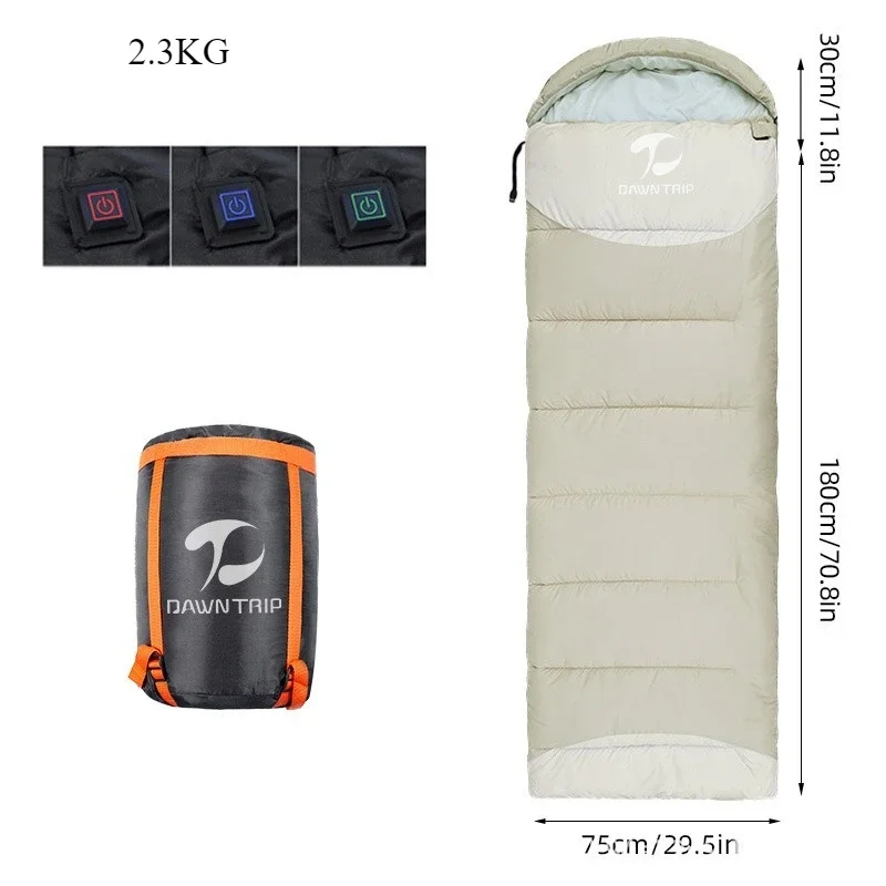 Sacs de couchage chauffants en coton, alimentation USB, sac de transport léger étanche connectable avec un second – Image 13