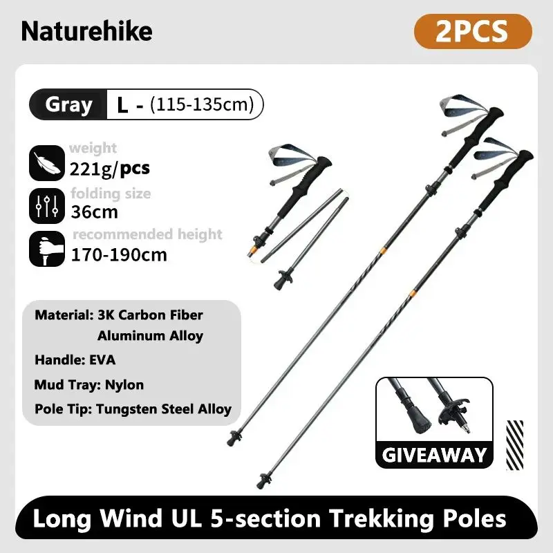 Bâtons de randonnée en fibre de carbon sections Naturehike 5 – Image 17
