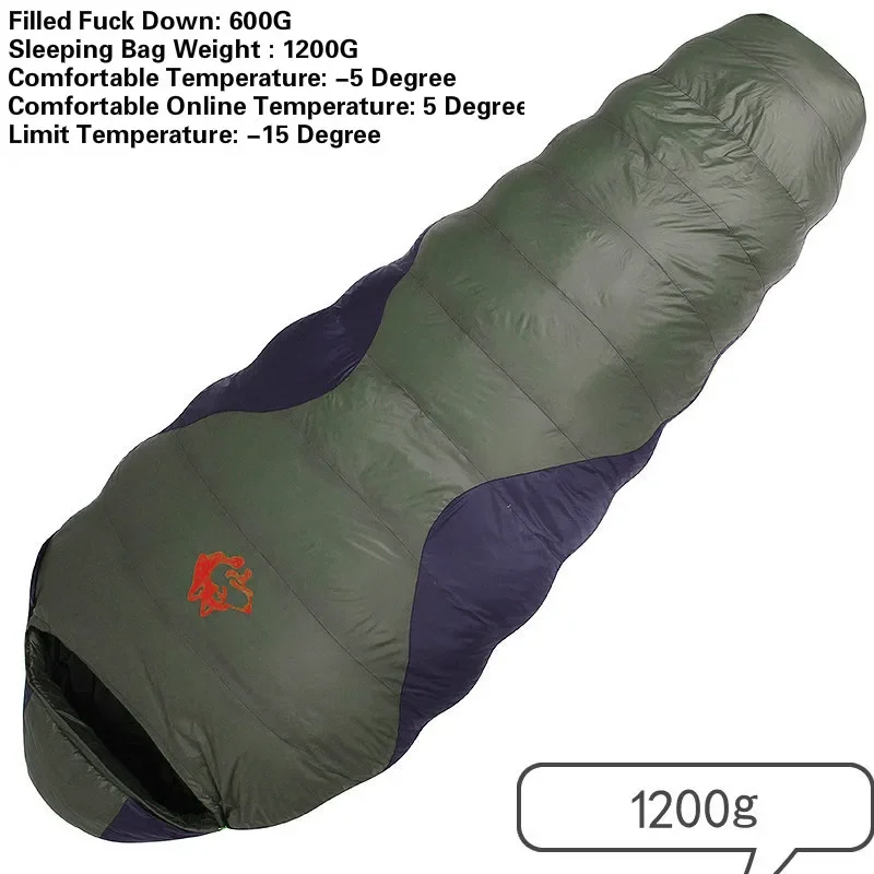 sac couchage momie 3 saison froide -10/-20°C types luxe d'épaisseur Duvet de canard blanc Jungle king – Image 16
