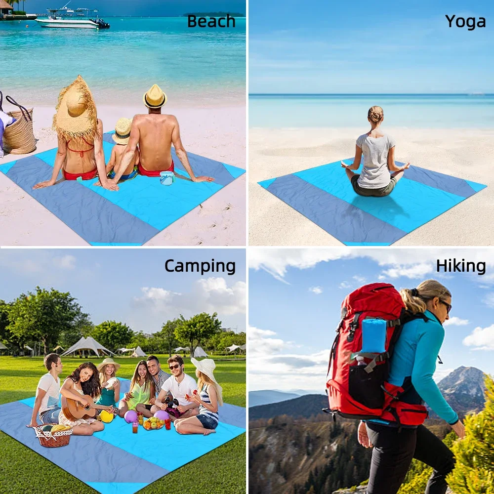 Tapis/couverture de plage imperméable extra large, pliant, de poche, léger – Image 6