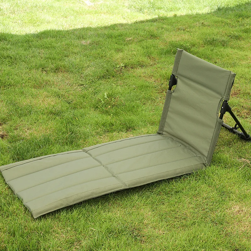 Chaise longue pliable extérieur plage camping, tissu Oxford dossier, coussin – Image 11