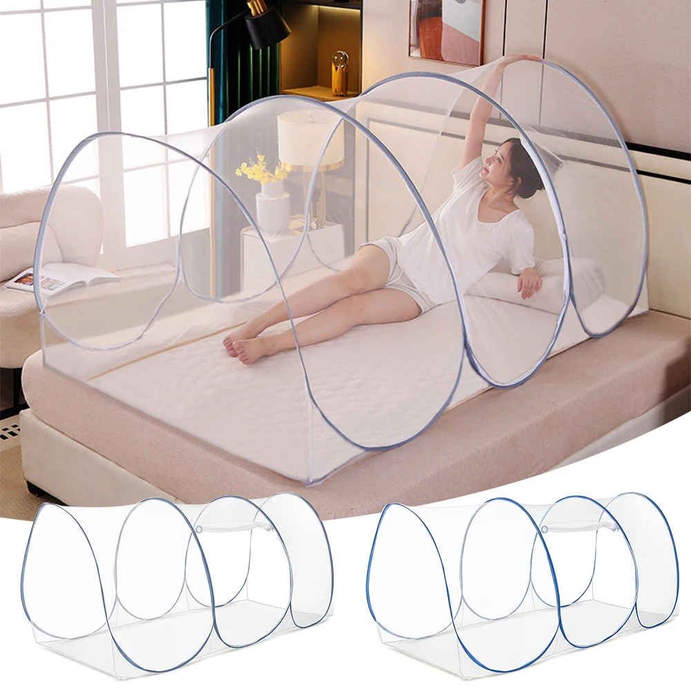 Moustiquaire pliable, protection contre les insectes, pour lit simple réglable, portable avec fermeture éclair – Image 2