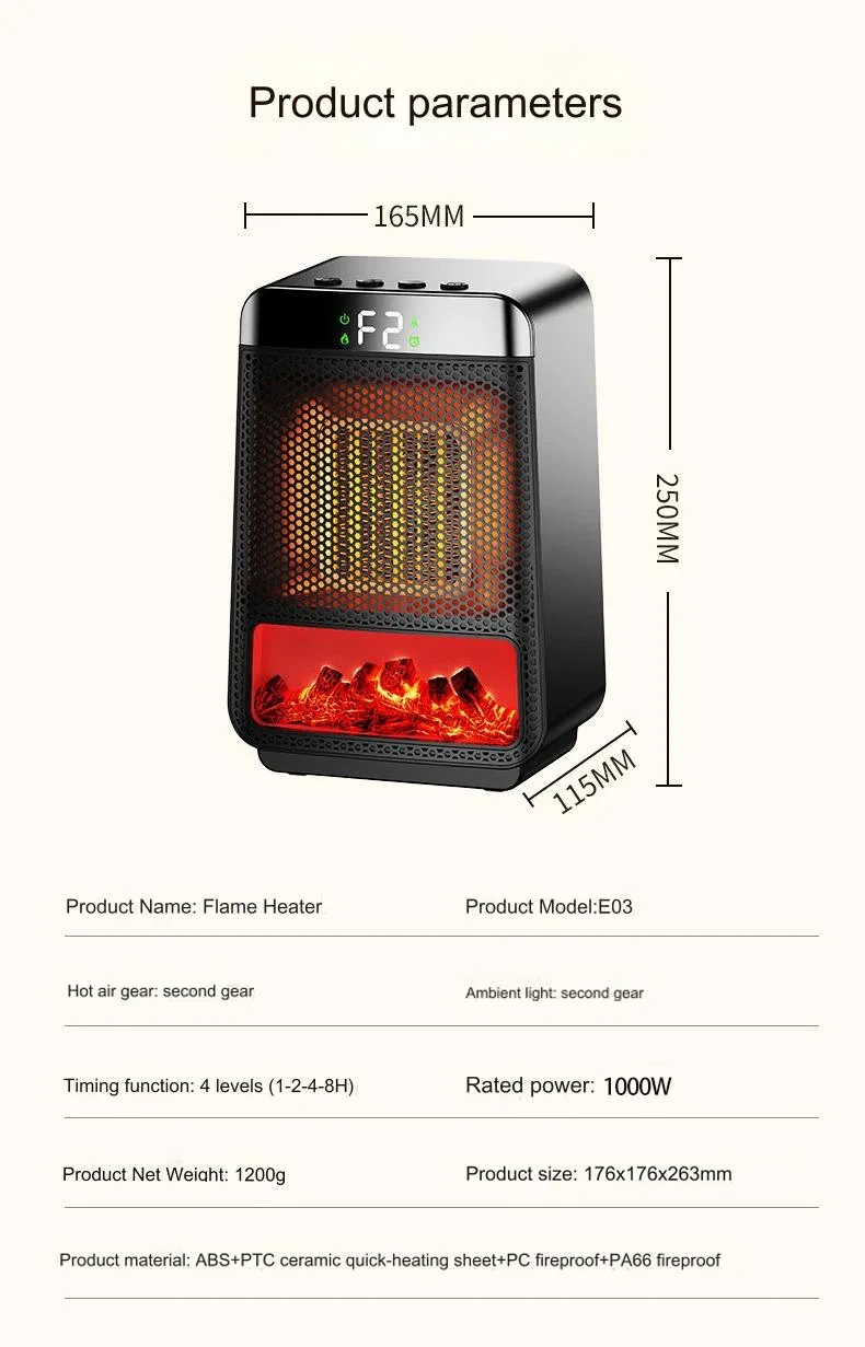 Chauffage électrique Portable de bureau et camping 1000W – Image 21