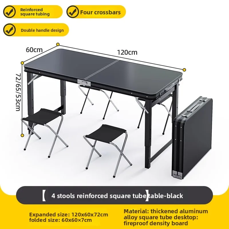 Table de pique-nique pliante 4 personnes réglable en hauteur cadre aluminium 3 versions 100/120/180 cm de long – Image 6